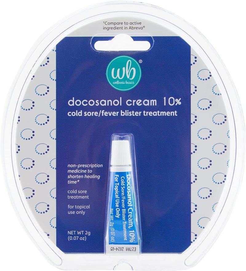 wellness basics Docosanol Cream 10% | Cold Sore Treatment | Shortens Healing Time | 0.07oz - 1 Tube - Image 1